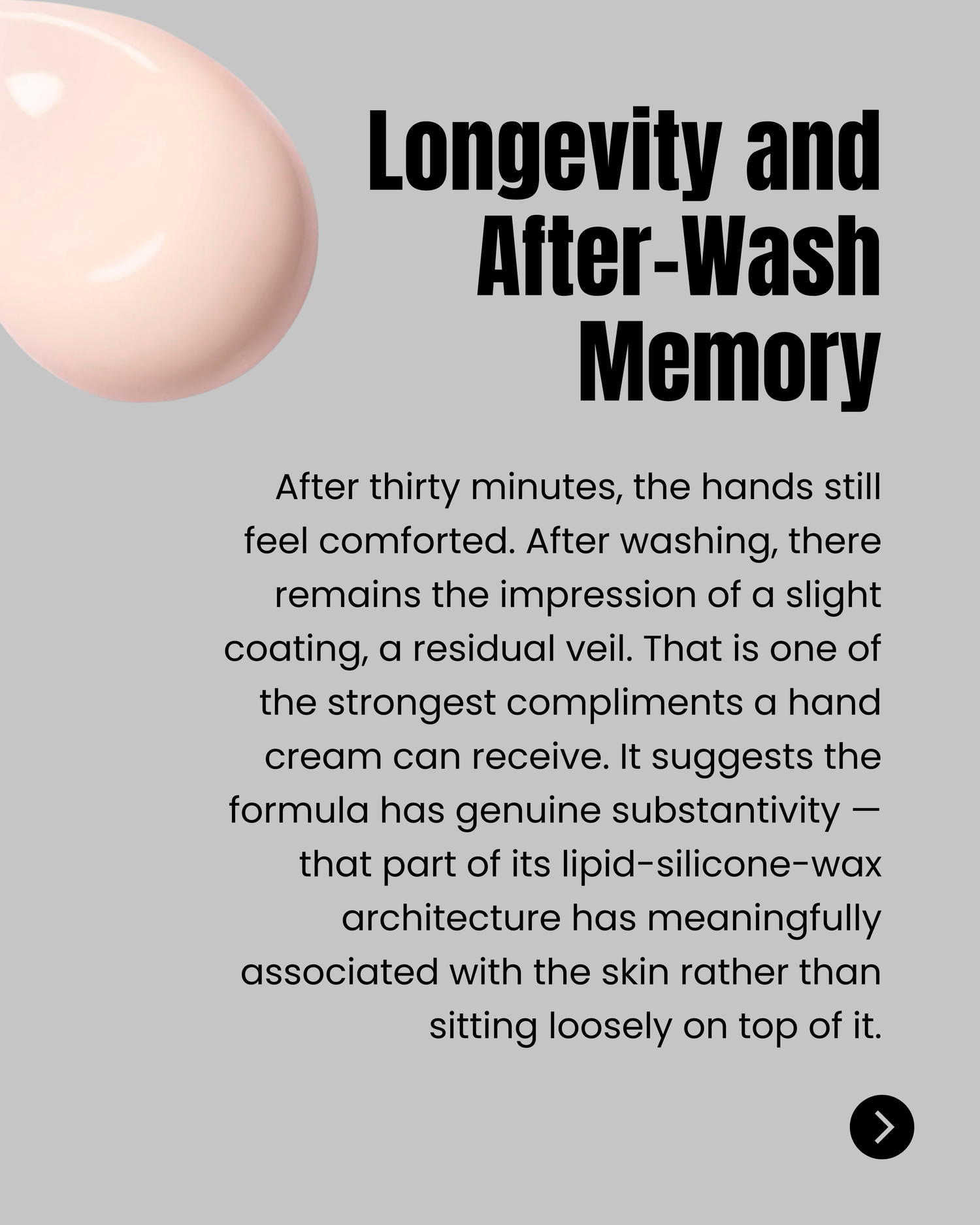 CHANEL Le Lift La Crème Main longevity and after-wash memory evaluation