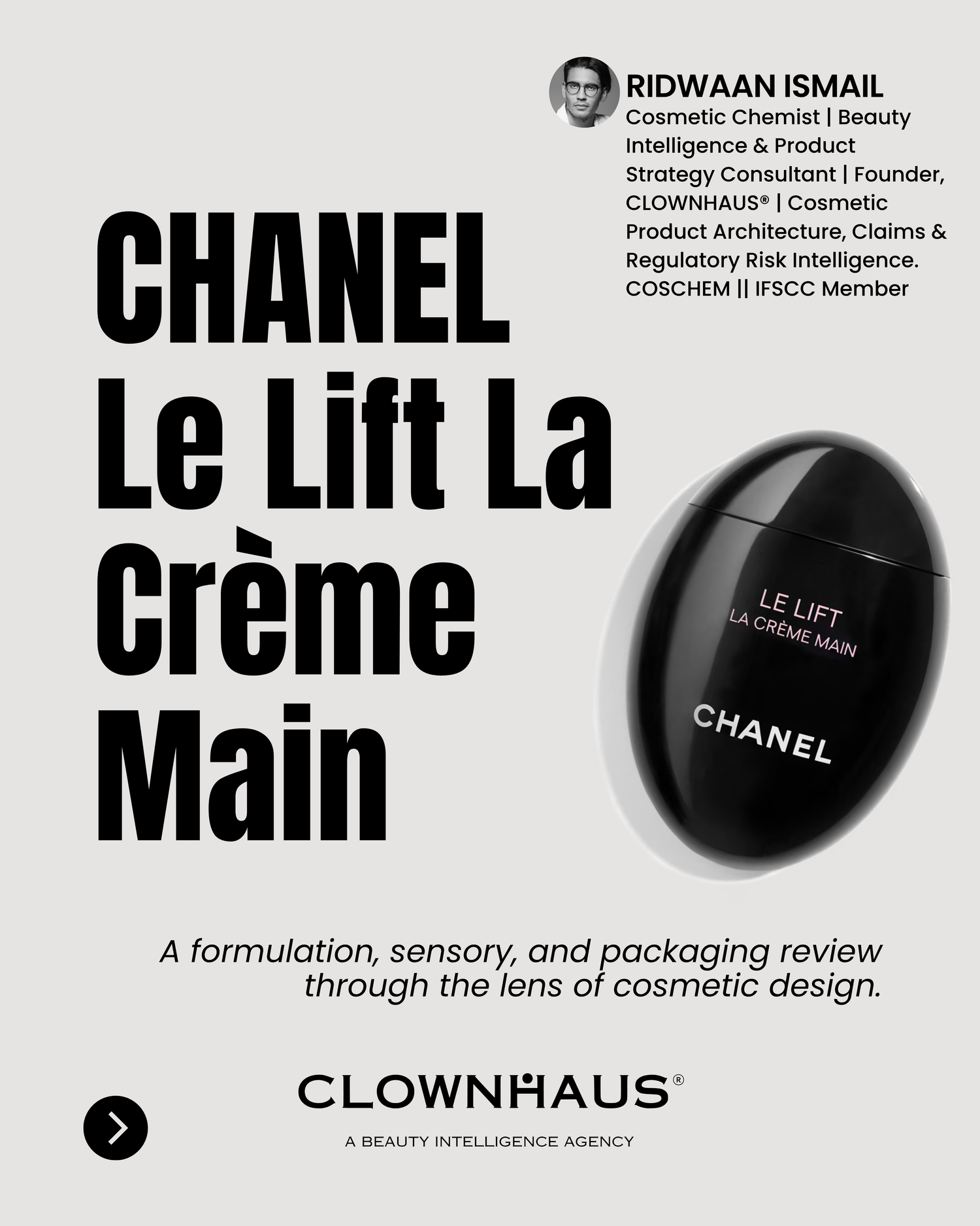 CHANEL Le Lift La Crème Main formulation sensory and packaging review