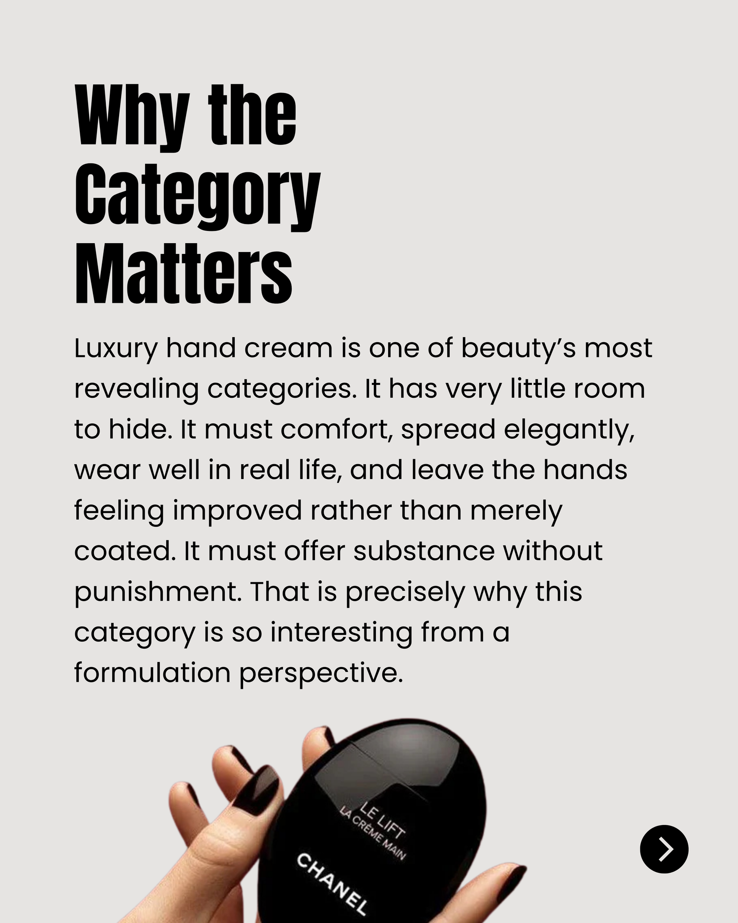 CHANEL Le Lift La Crème Main packaging architecture and sculptural design analysis